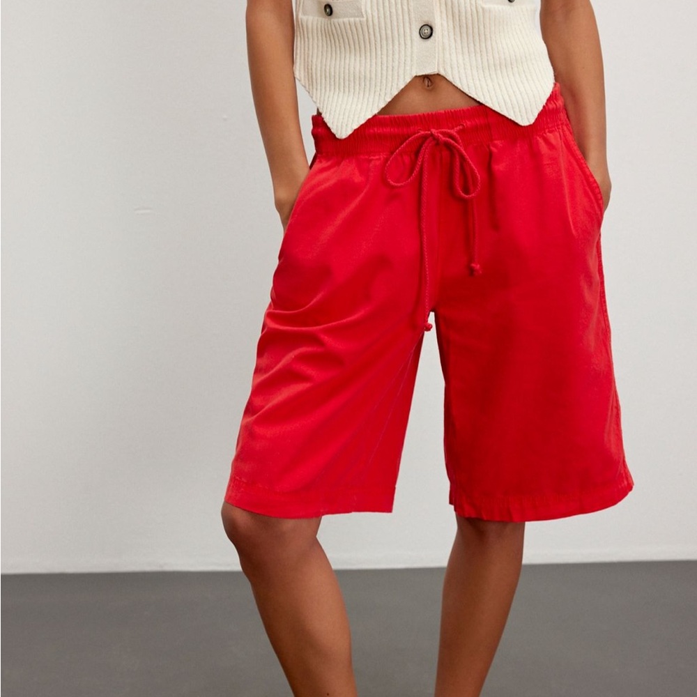 Free people ladies saylor poplin pull on shorts fiery red size large
